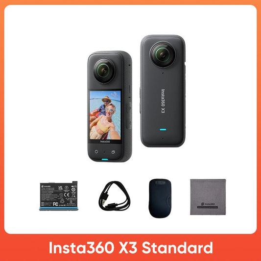 Original Insta360 X3 - Waterproof 360 Action Camera with 1/2" 48MP Sensors,5.7K 360 Active HDR Video,72Mp Photo,4K Single-Lens